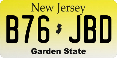 NJ license plate B76JBD
