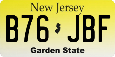 NJ license plate B76JBF