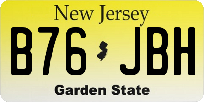 NJ license plate B76JBH