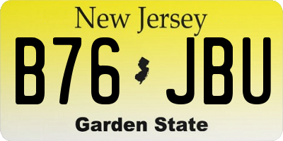 NJ license plate B76JBU