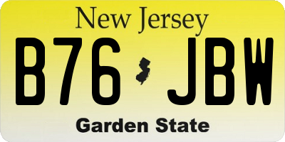 NJ license plate B76JBW