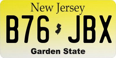 NJ license plate B76JBX