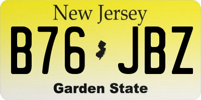 NJ license plate B76JBZ