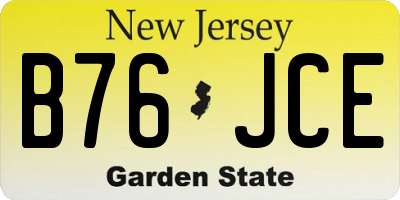 NJ license plate B76JCE