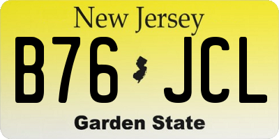 NJ license plate B76JCL