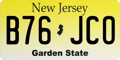 NJ license plate B76JCO