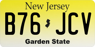 NJ license plate B76JCV