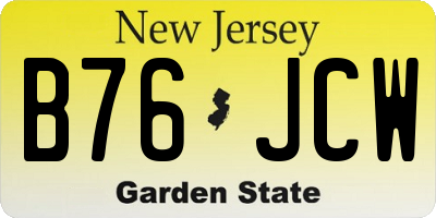 NJ license plate B76JCW