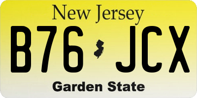 NJ license plate B76JCX