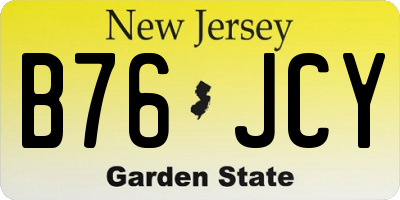 NJ license plate B76JCY