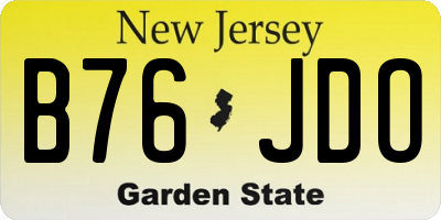 NJ license plate B76JDO