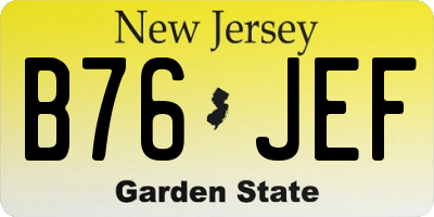 NJ license plate B76JEF