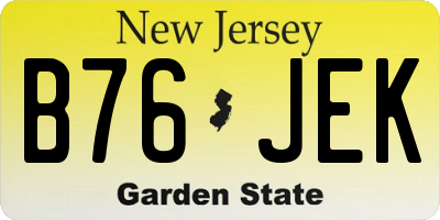 NJ license plate B76JEK