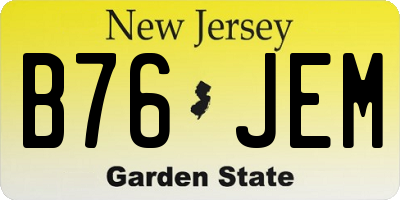 NJ license plate B76JEM
