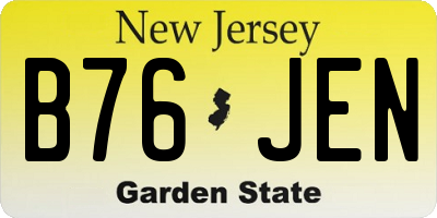 NJ license plate B76JEN