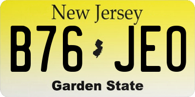 NJ license plate B76JEO
