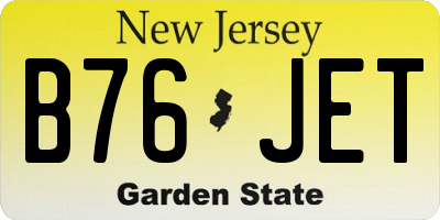 NJ license plate B76JET
