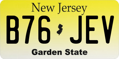 NJ license plate B76JEV