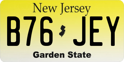 NJ license plate B76JEY