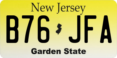 NJ license plate B76JFA