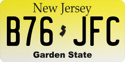 NJ license plate B76JFC