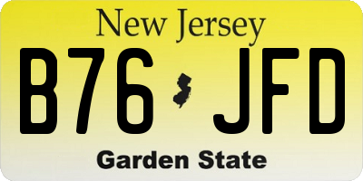 NJ license plate B76JFD