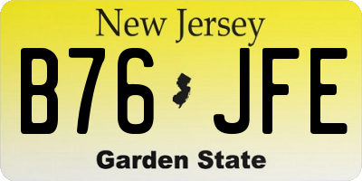 NJ license plate B76JFE
