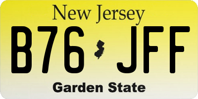 NJ license plate B76JFF