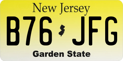 NJ license plate B76JFG