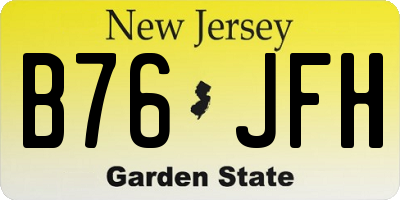 NJ license plate B76JFH