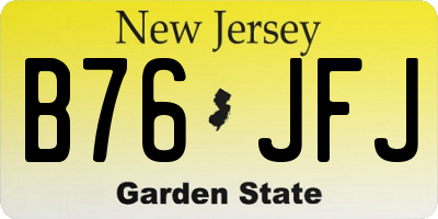 NJ license plate B76JFJ
