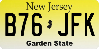 NJ license plate B76JFK