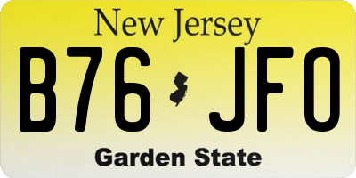 NJ license plate B76JFO
