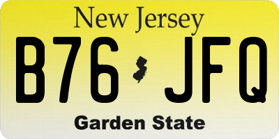 NJ license plate B76JFQ