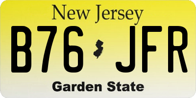 NJ license plate B76JFR