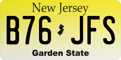 NJ license plate B76JFS