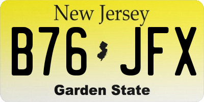 NJ license plate B76JFX
