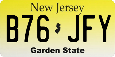 NJ license plate B76JFY
