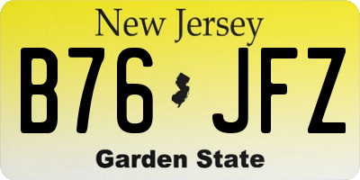 NJ license plate B76JFZ