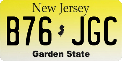 NJ license plate B76JGC