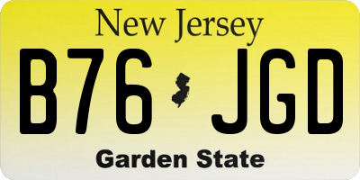 NJ license plate B76JGD