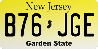 NJ license plate B76JGE