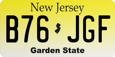 NJ license plate B76JGF