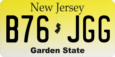 NJ license plate B76JGG