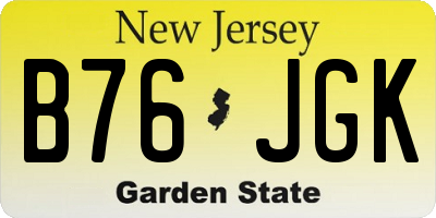 NJ license plate B76JGK