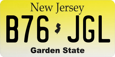 NJ license plate B76JGL