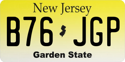 NJ license plate B76JGP