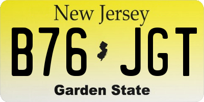 NJ license plate B76JGT