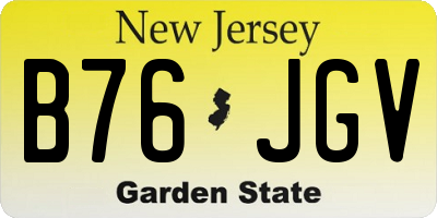 NJ license plate B76JGV