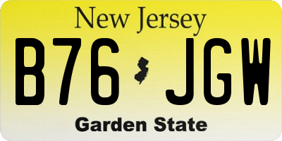 NJ license plate B76JGW